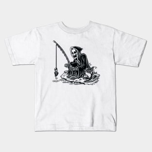 I Will Never Stop Fishing Funny Fisher Skeleton Kids T-Shirt